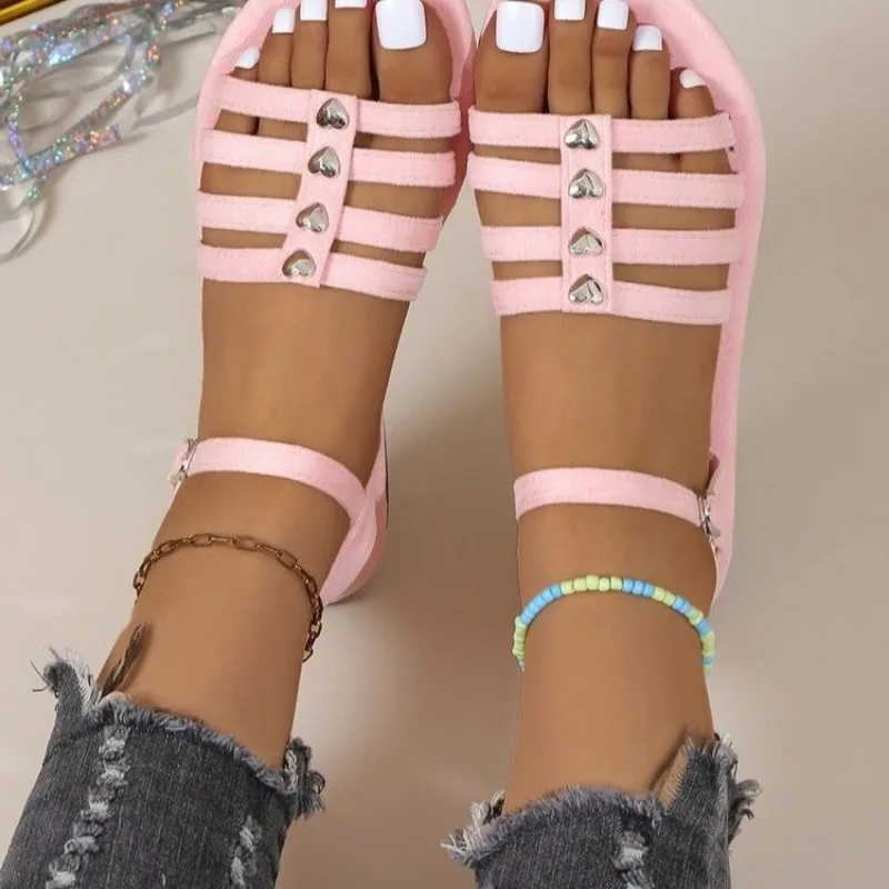 Summer Shoes Female 2024 Basic Women Sandals Solid Color Simple Casual Flat Sandals Large Size Fashion Gladiator Women Shoes