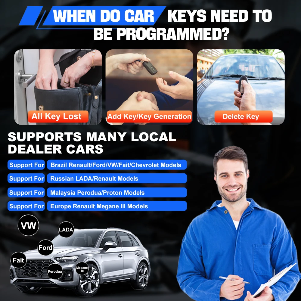 XTOOL IK618 Key Programming Tool With KC100 + EEPROM Adapter 30+ Reset All Key Lost OB2 Car Diagnostic Tool