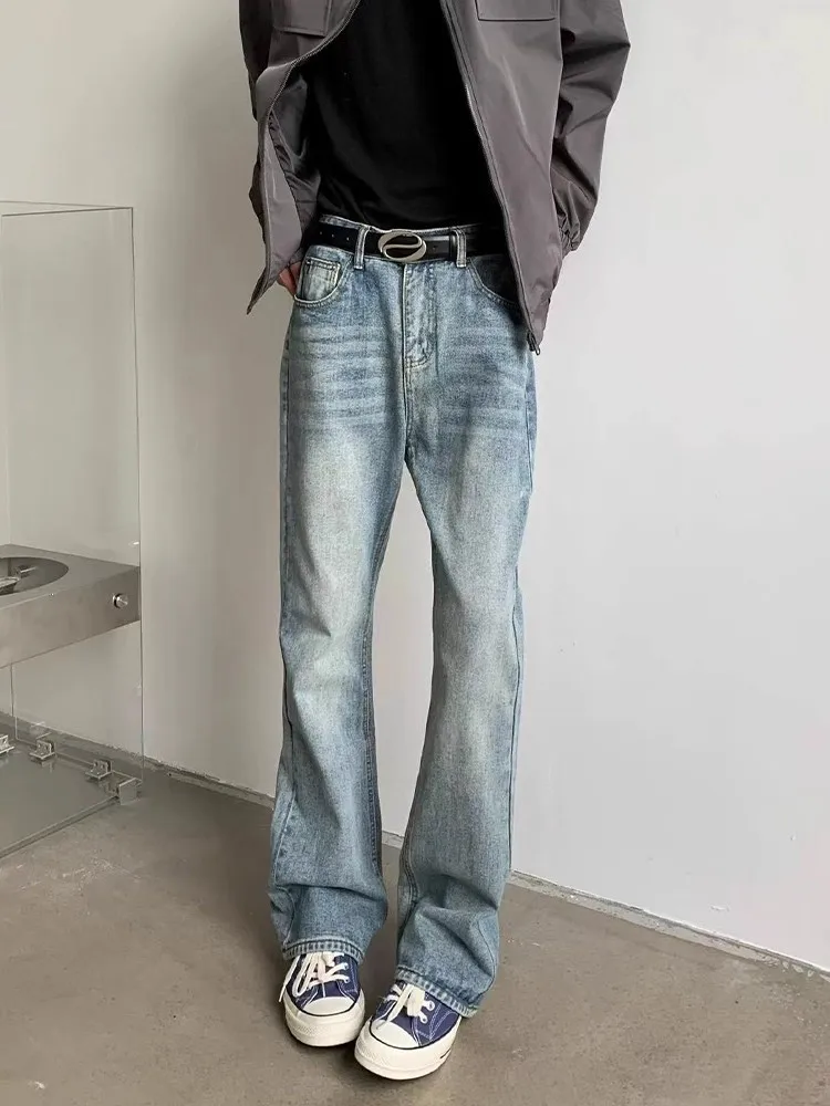 

Мужские джинсы Cleanfit Slim Fit Distred, светло-голубые брюки-колокольчики, прямой нож, осенняя мода, молодежный американский сле
