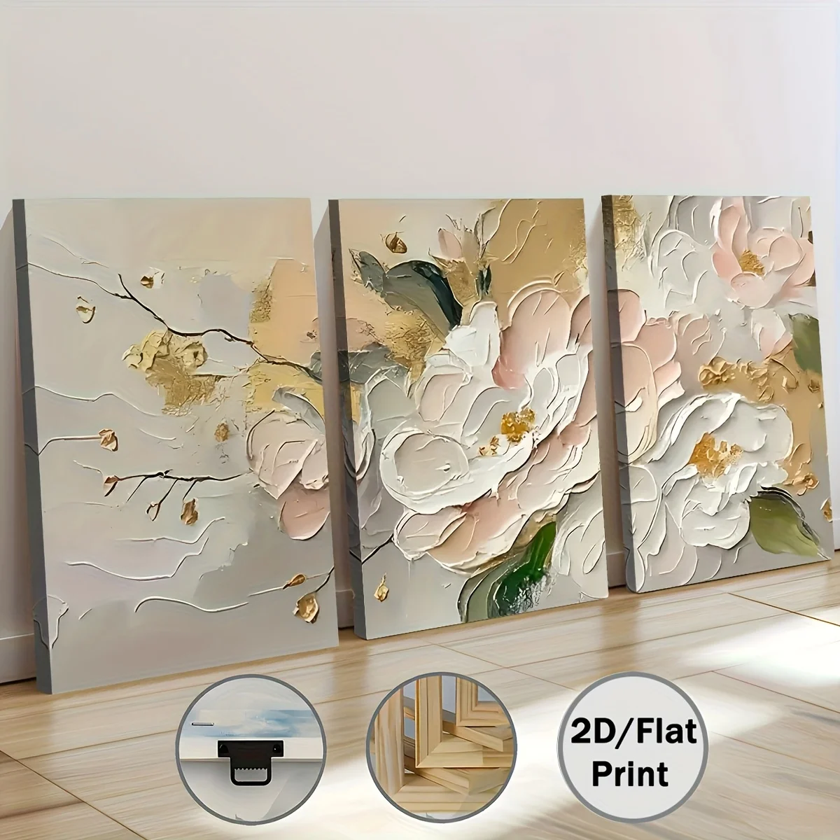 3 Piezas de Arte Floral Moderno y Simplificado de Lujo Enmarcado, Decoración del Hogar, Arte de Pared, Decoración de Habitaciones, Regalo Navideño, Sala de Estar