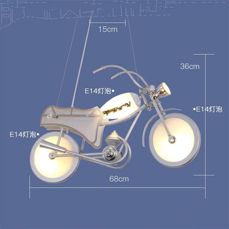 Modern Acrylic Motorcycle Pendant Lights Children\'s Room Boys Bedroom Decor Haning Lamps Nordic Creative LED Novelty Chandeliers