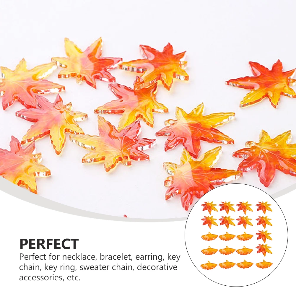

20 Pcs Hanging Maple Leaf Ginkgo Pendant DIY Charm Beads Wedding Orange Acetic Acid