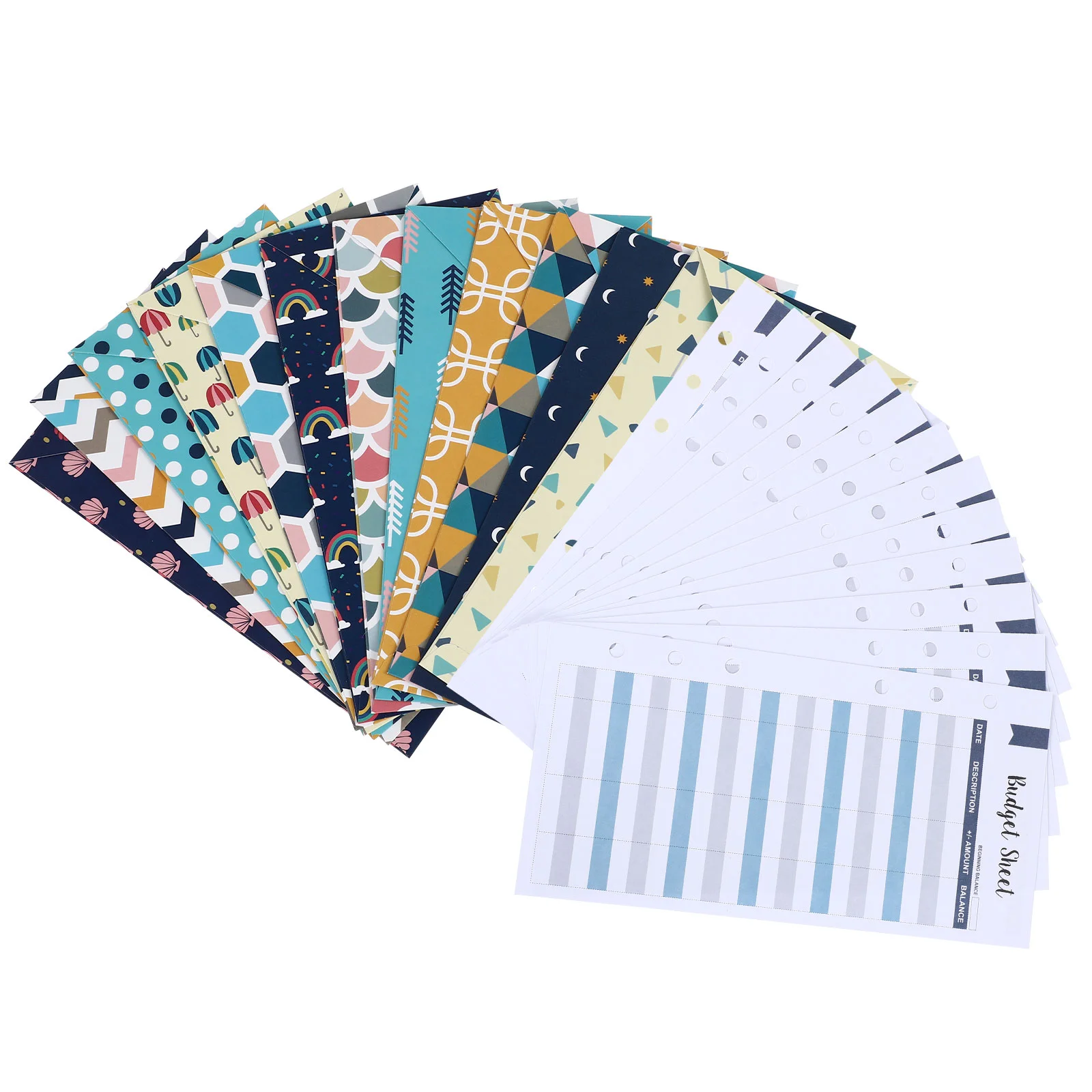 

12pcs Budget Envelopes Set Creative Printed Cash Envelopes with 12pcs Budget Sheets and 1 Sheet Label Stickers Coupon Organizer