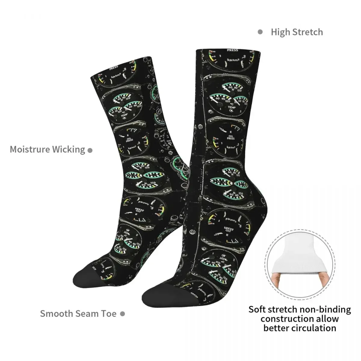 Aviation Helicopter Cockpit Instrument M24 Socks Super Soft Stockings All Season Long Socks for Man's Woman's Birthday Present