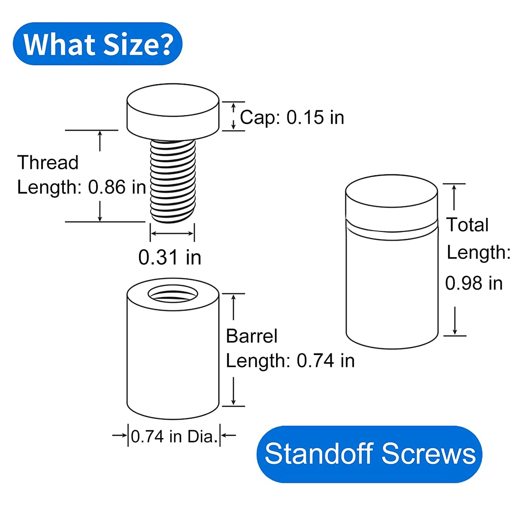 A98E-24 Pack Standoff Screws 3/4 X 1 Inch Black Sign Standoffs Hanging Acrylic Picture Frame Advertising Screws Kit