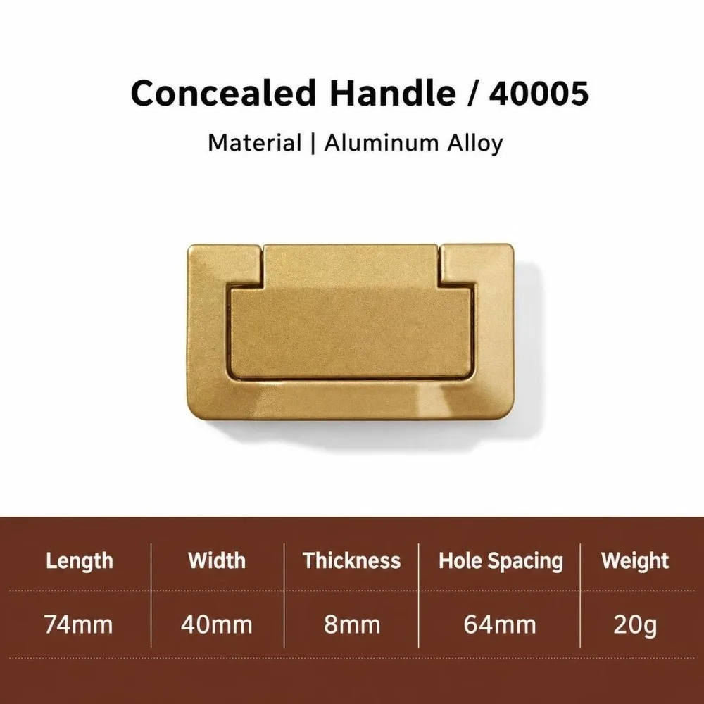 Zinc Alloy Concealed Cabinet Handle Brushed Gold Free Punching Invisible Cabinet Pull Durable Straight Cabinet Knob Cabinet Door