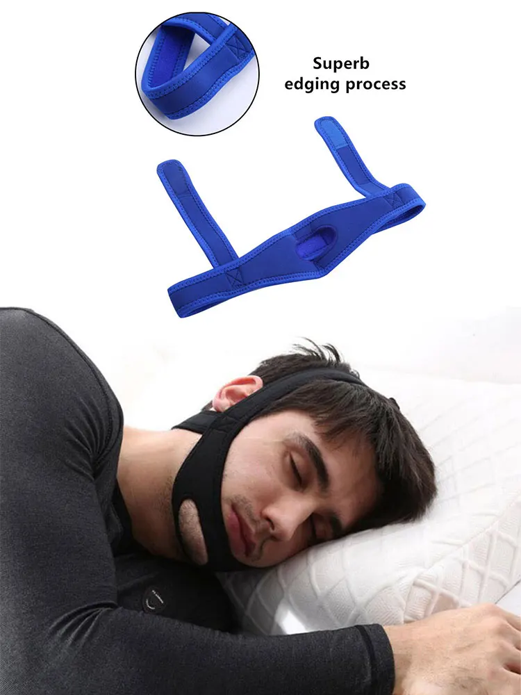 Men\'s Prevention of Sweating Black Diving Material Black Anti Snoring Open Mouth Breathing Correction Strap Assisted Sleep Under