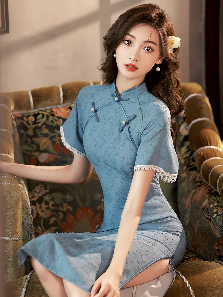 

Young Sle Slimming Ladylike Improved Women's Long Qipao Summer New Arrival Daily Wear Chinese Traditional ort S...