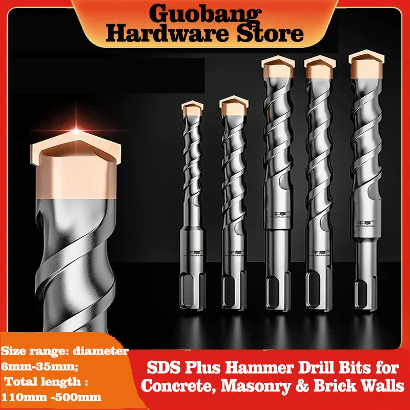 SDS Plus Hammer Drill Bit Set for Concrete Masonry Brick Wall 6-35mm Carbide Tip Rotary Hammer Bits