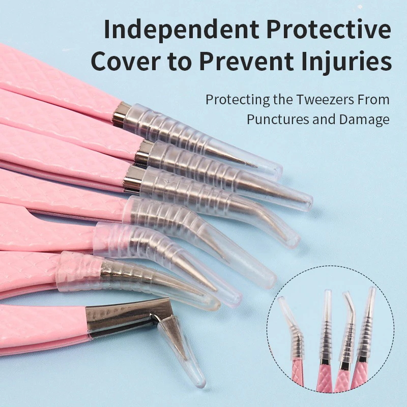 الوردي الألياف تلميح رمش تمديد الملقط حجم العزلة دقيقة لاش الملقط نانو التكنولوجيا الحاجب من AILEISHI ماكياج