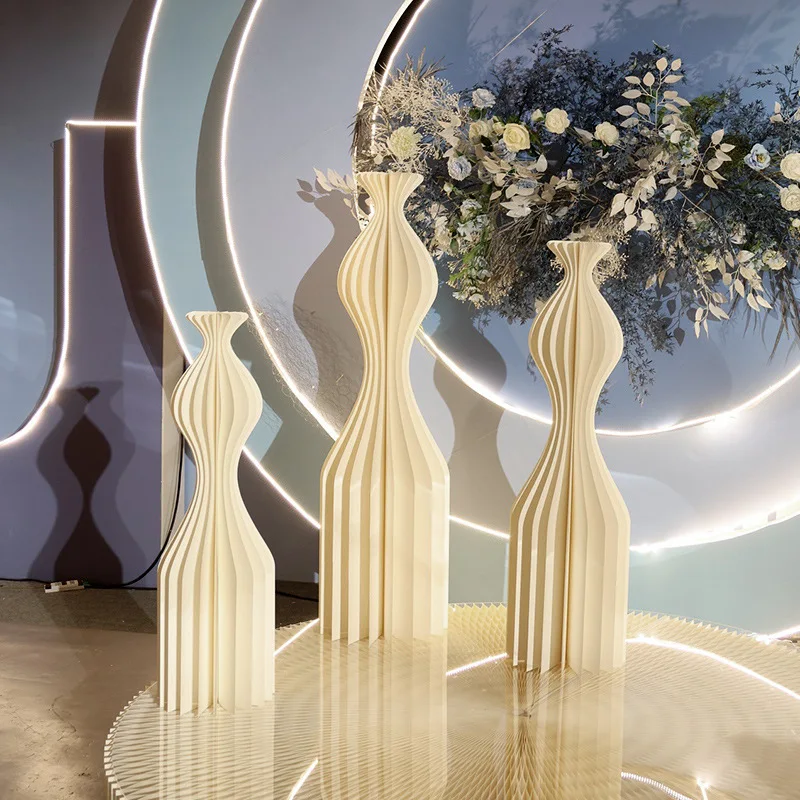 Cylindrical Wedding Display Stand White Foldable Display Decoration Paper Stand