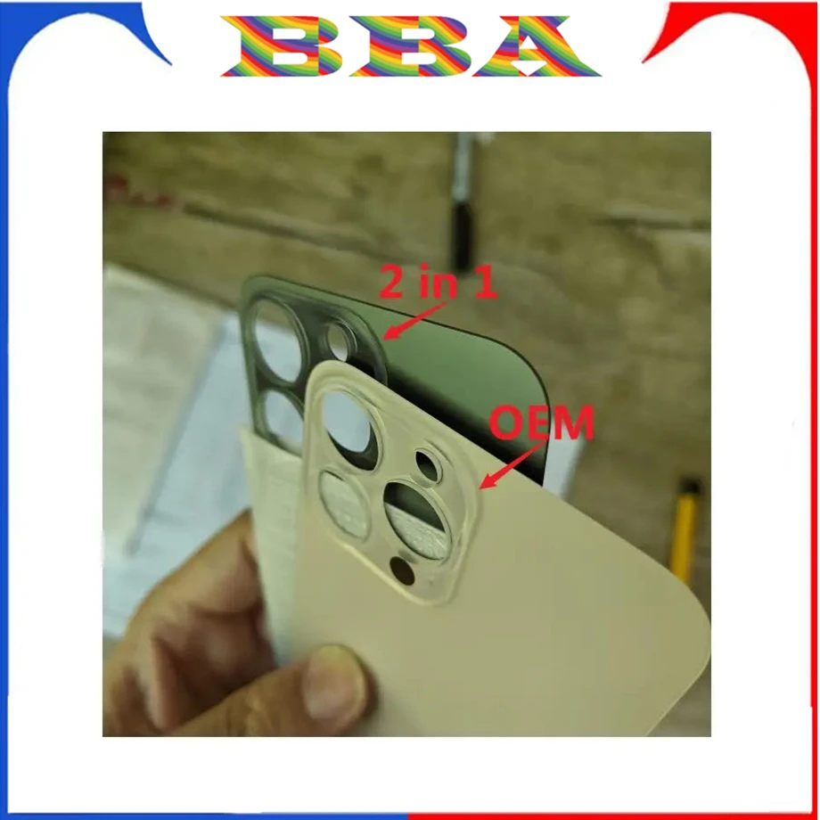 1PCS OEM an 2 in 1 Big Hole Back Cover Glass For iPhone 14 Pro Max Back Glass Rear Door Housing  Replacement Repair Parts Glass