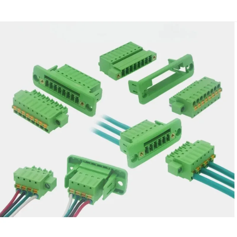 Through-wall Terminal Block with Panel Frame, Screw-Free Spring, 3 Piece Set, 3.81mm, 5Sets Pitch Sets