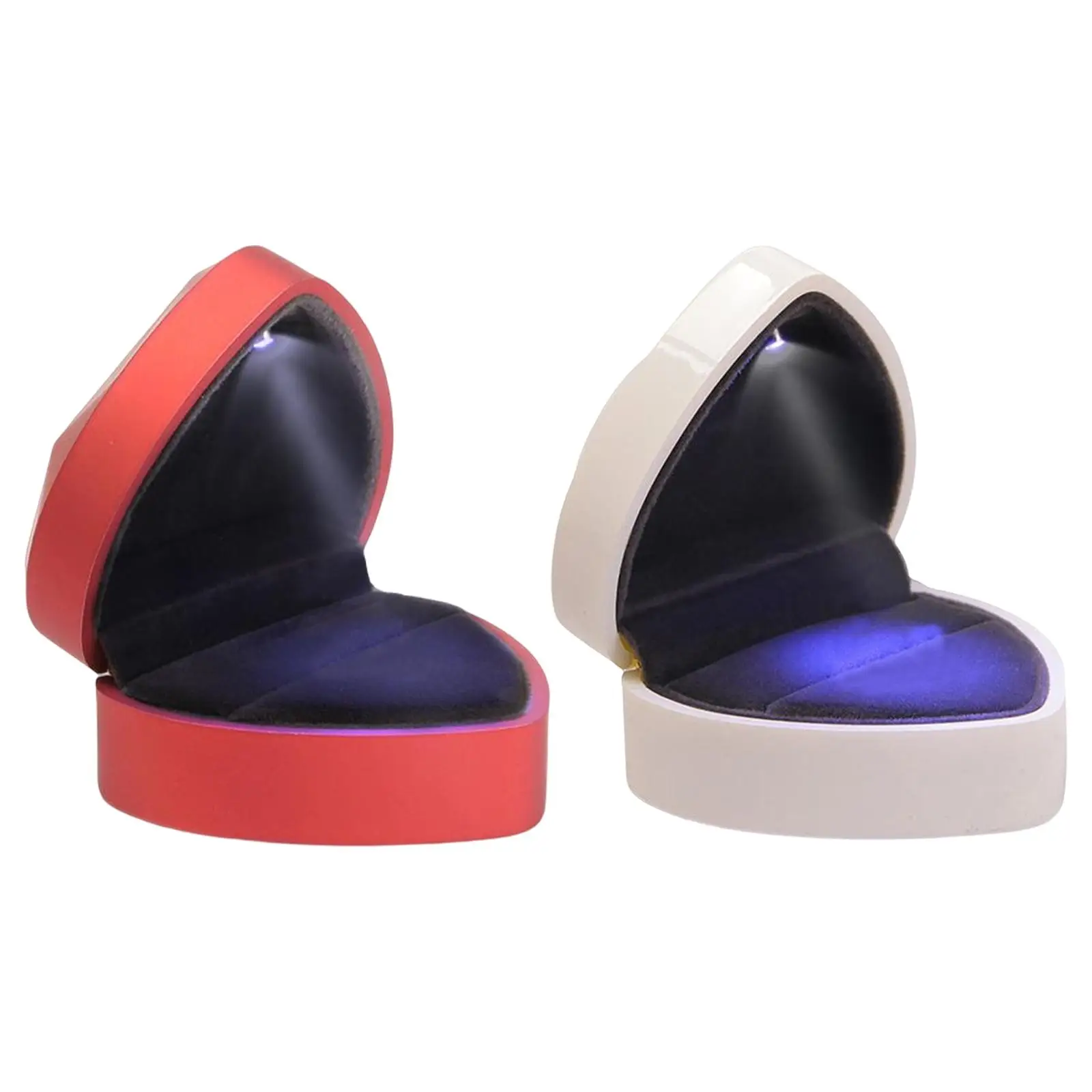 Heart Shaped Ring Box Holder with LED Earring Jewelry Case for Ceremony