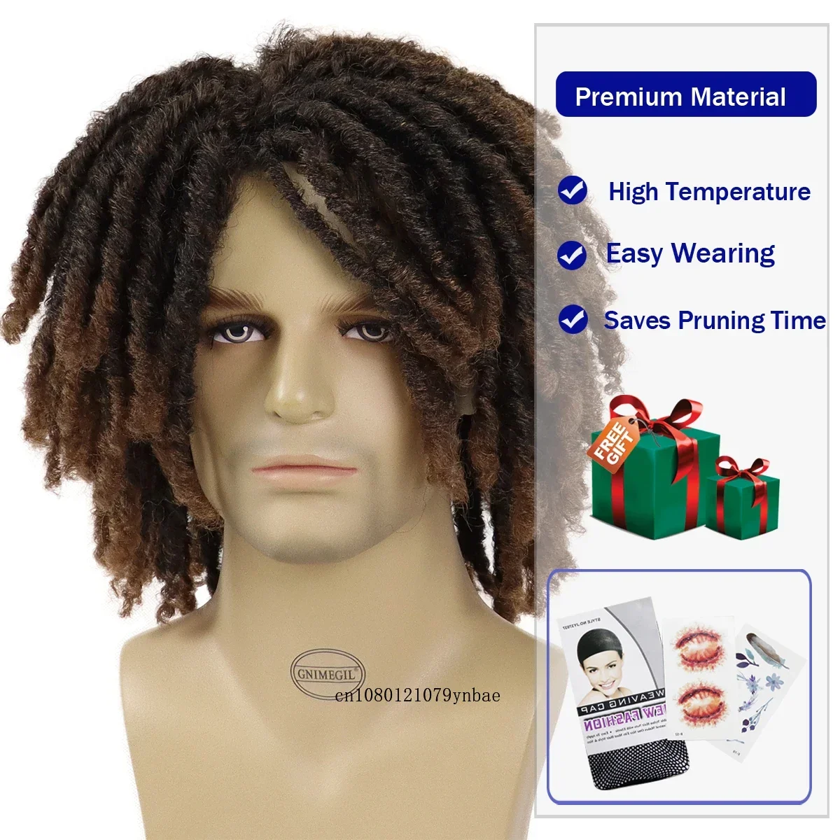 Braided Wig Men Synthetic Hair Halloween Costume Cosplay Daily Wig Curly Afro Hairstyles Disco Carnival Party DreadLock Wigs