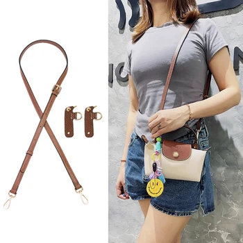 1 Juego de correas de bolso para Longchamp Mini sin perforaciones, conjunto de correas de hombro de cuero genuino, correa cruzada de transformación, accesorios para bolso