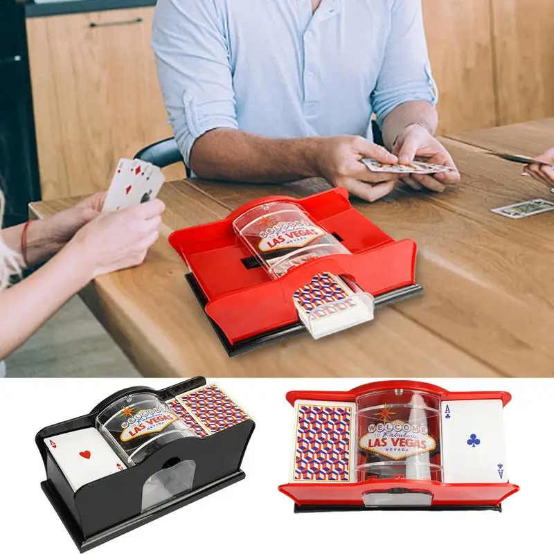 Manual Card Shuffler Poker Shuffle Machine For Cards 2 Decks Of Card Holder Easy Hand Cranked System Casino Card Shuffler