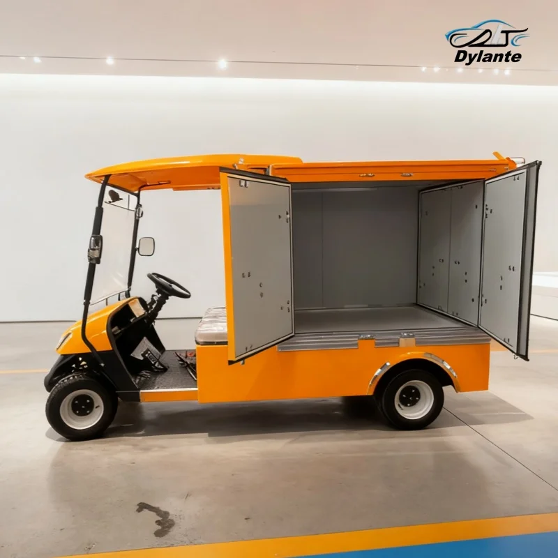 4 Wheel Long Endurance 2 Seat Adult Utility Club Car Lithium Electric Golf Cart Electric Folding Cargo Cart With Rear Cargo Box