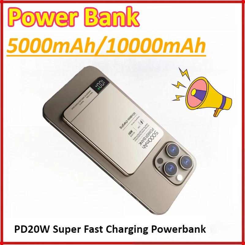 

10000mAh Power Bank Wireless Charger PD20W Fast Charging Powerbank for Qi Magsafe for IPhone for Samsung for Huawei for Xiaomi