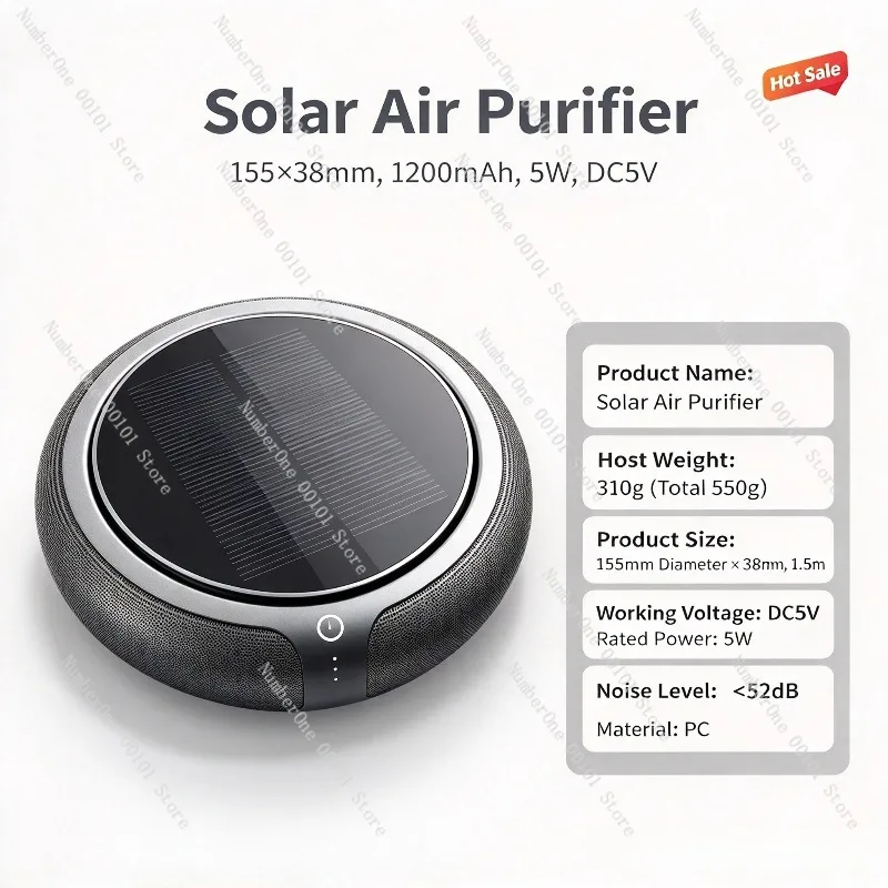Solar Car Air Purifier, Auto Diffuser, Remove Formaldehyde & Odor for Vehicle