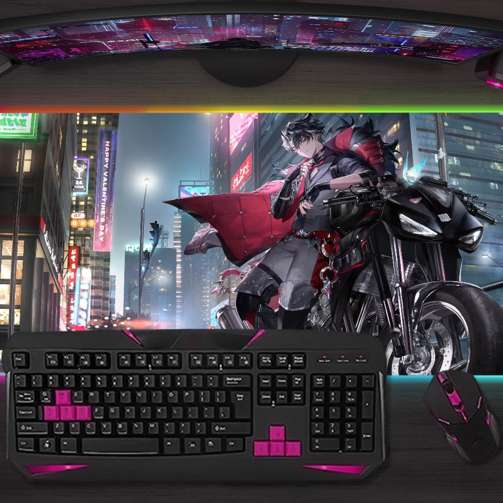 

Wriothesley Game G-Genshin lmpact Mouse Pad Gaming MousePad LED Table Pads Micro USB Backlit Rubber RGB Desk Mats Desktop XXL