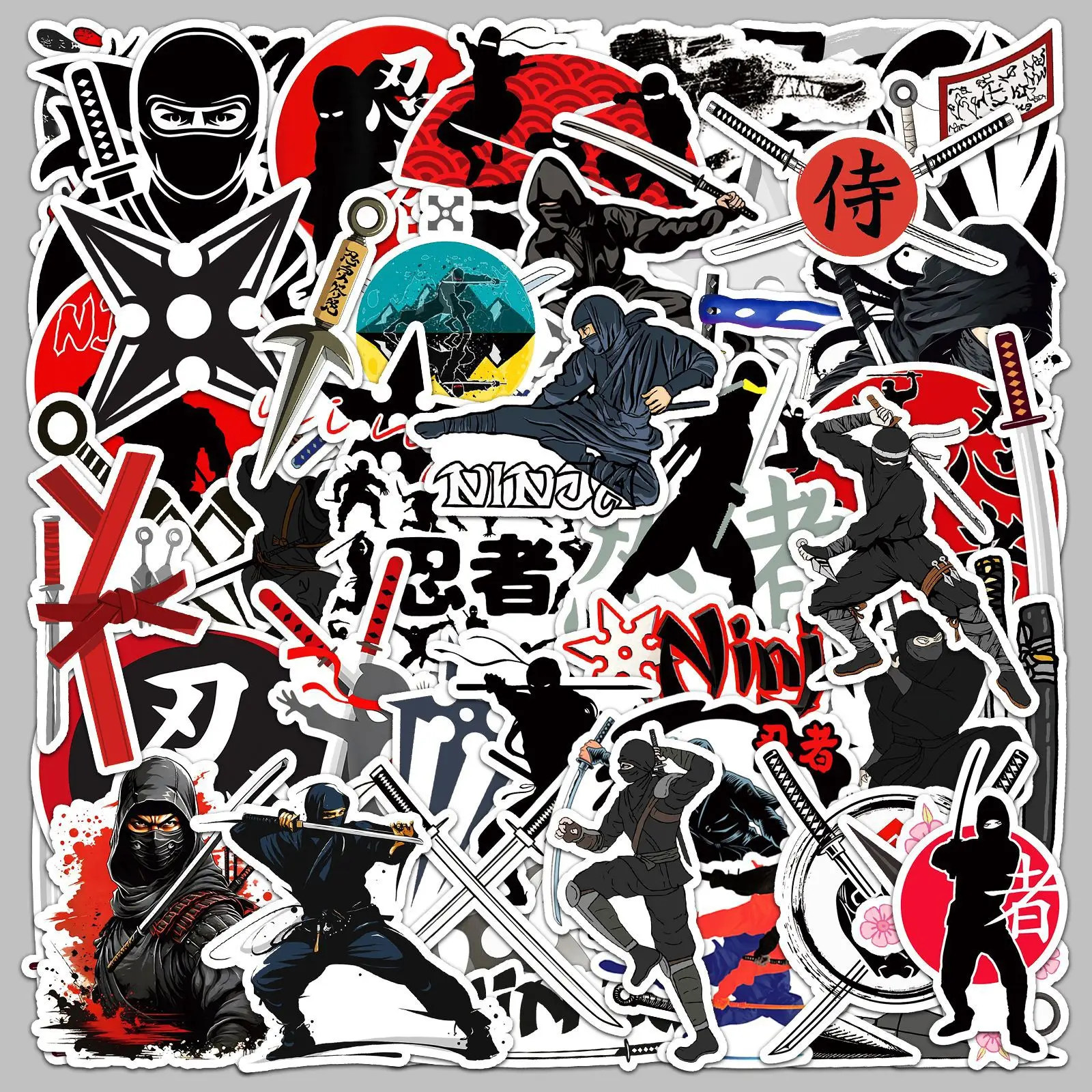 50pcs Ninja Cartoon Series Graffiti Stickers Suitable for Helmet Desktop Wall Decoration DIY Sticker Pack with Storage Box