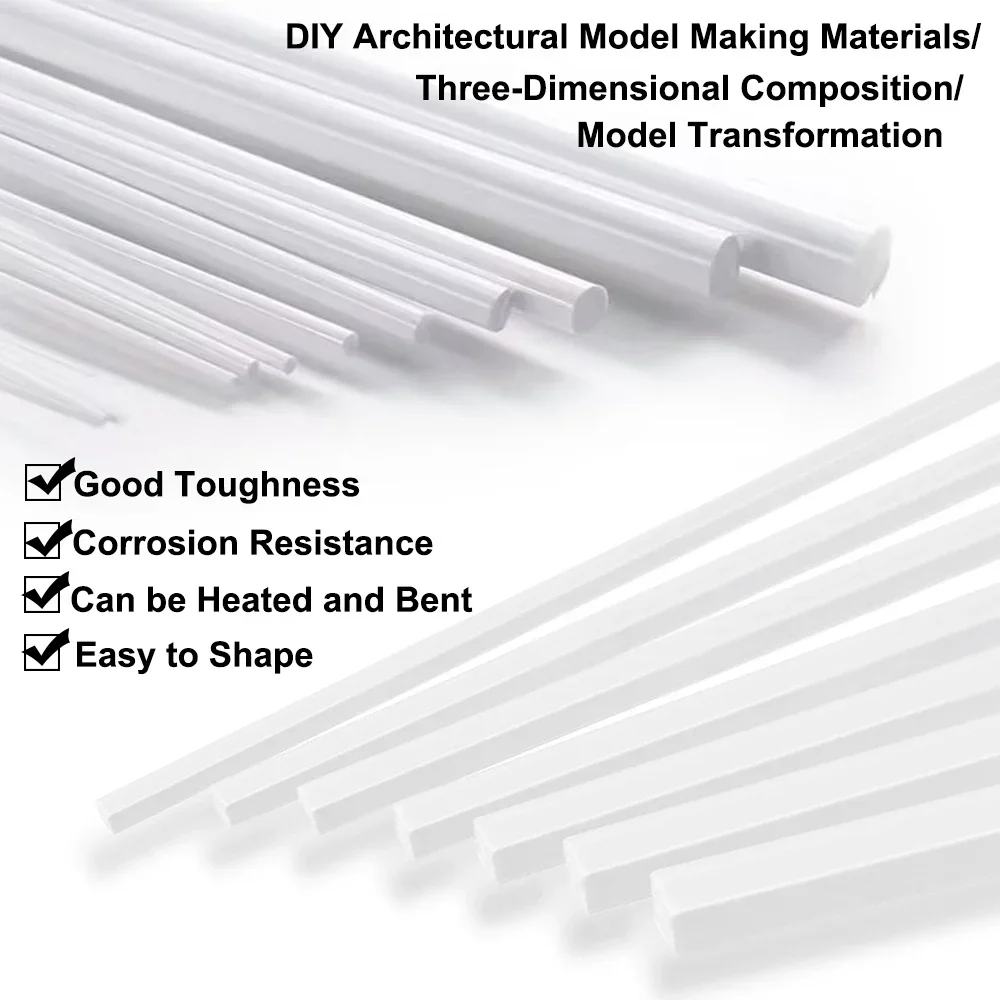 

2/5/10/50 шт. круглый стержень из АБС-пластика/квадратный стержень для дома, дома, модель песочного стола, строительные палочки, инструменты для изготовления ландшафтного строительства.