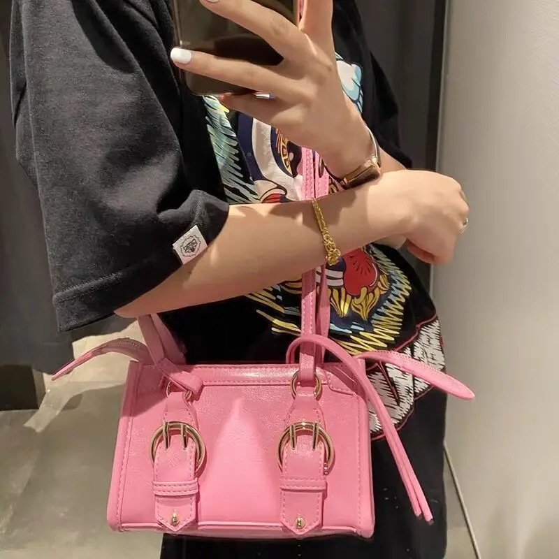 JIAERDI Harajuku Pink Y2k Messenger Bag Women Summer Sweet Girls Folds Cloud Square Bags Ladies Fairycore Solid Crossbody Bags