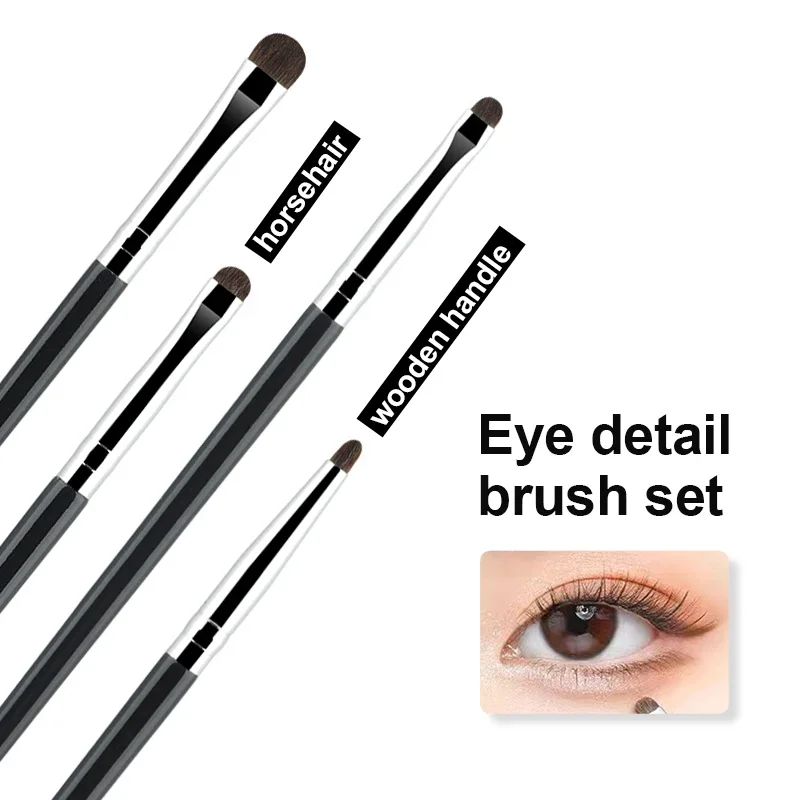 4pcs small eyeshadow brush Detail Makeup Brush Pony Hair Eye Makeup Eyeliner Brush Fine Smudge Concealer Portable Set