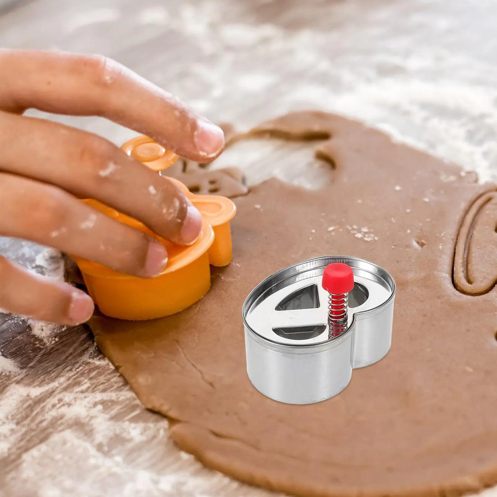 3-Hole Cookie Mold Cutter Stainless Steel Reusable Press Type Baking Tool for Cookies Cakes Bread Clay DIY Dessert Making