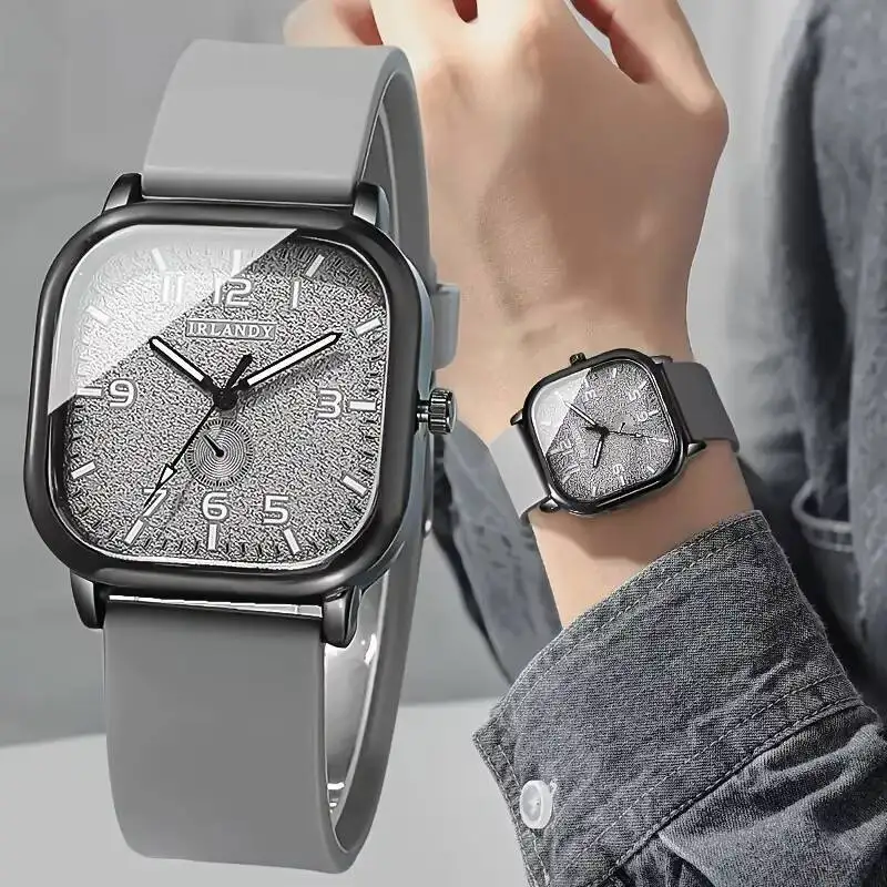 Fashion Square Women Quartz Watch Casual Silicone Strap Sports Wristwatch For Men Women Students(Without Box)