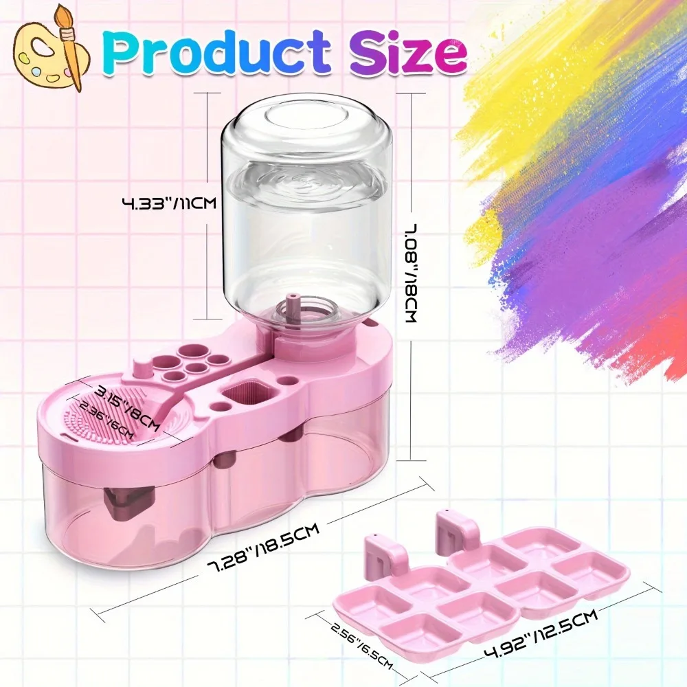 Water Cycle System Paint Brush Cleaner With Paint Palette, Paint Brush Rinse Cup Holder, Automatic Washing Tool, Art Supplies
