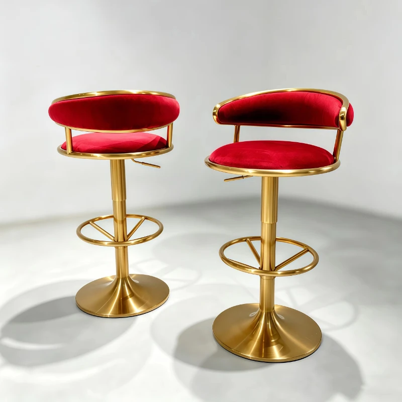 Luxury Modern Rotating Bar Stool Household Lifting Adjustable Height Stainless Steel Frame