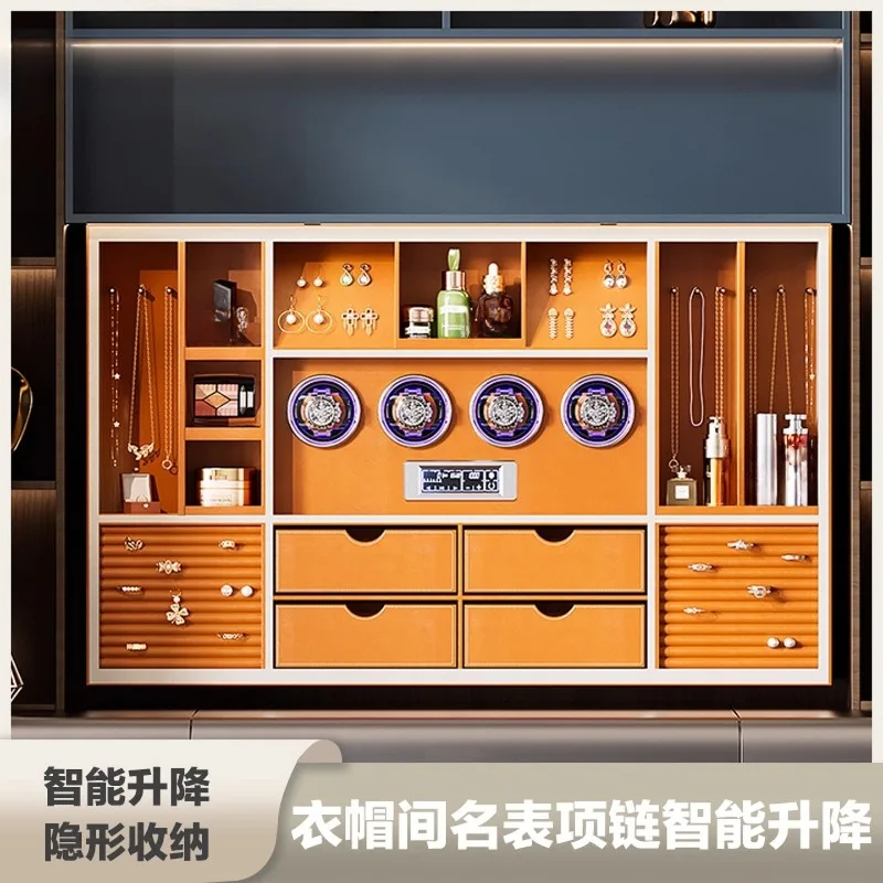 Electric Intelligent Voice-activated Cloakroom, Multi-functional Storage, Hanging Cabinet, Basket Lift, Watch Jewelry