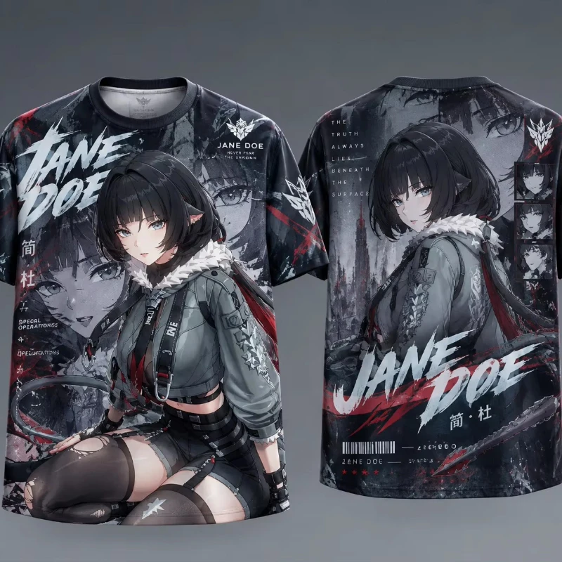 Anime Zenless Zone Zero Jane Doe 3D Print Oversized T Shirt Women Men Summer Crewneck Short Sleeve Funny Tshirt Graphics Tees