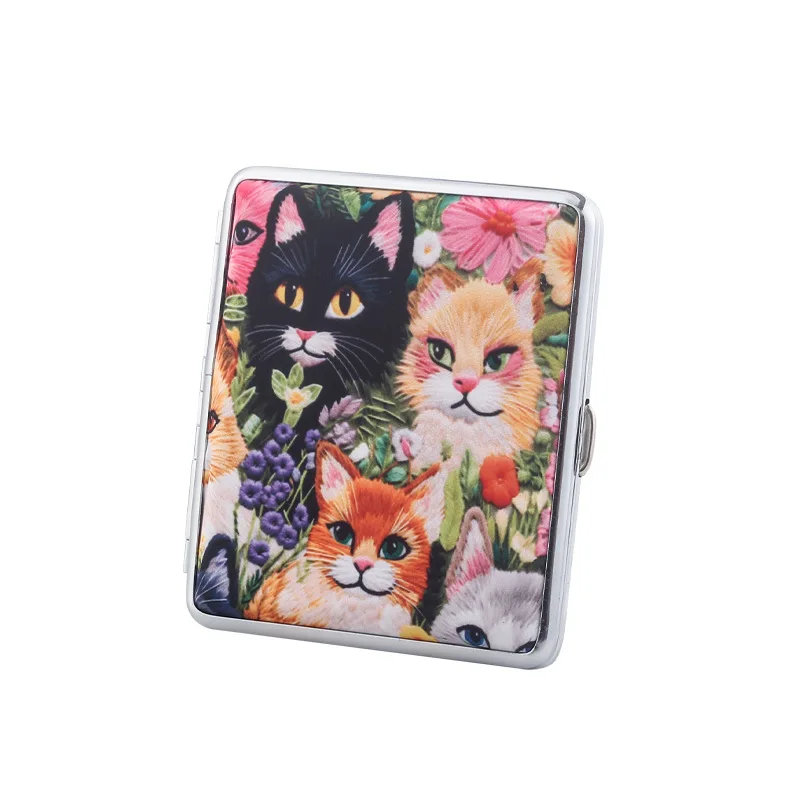 cat cigarette holder Smoking Cigarette Case OR Card Love dark coarse pottery and animals vintage cat cigarette case |