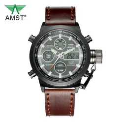 Original AMST AM3003 Men's Watch 5ATM Waterproof LED Digital Analog Quartz Watches Male Fashion Sport Military Wristwatches