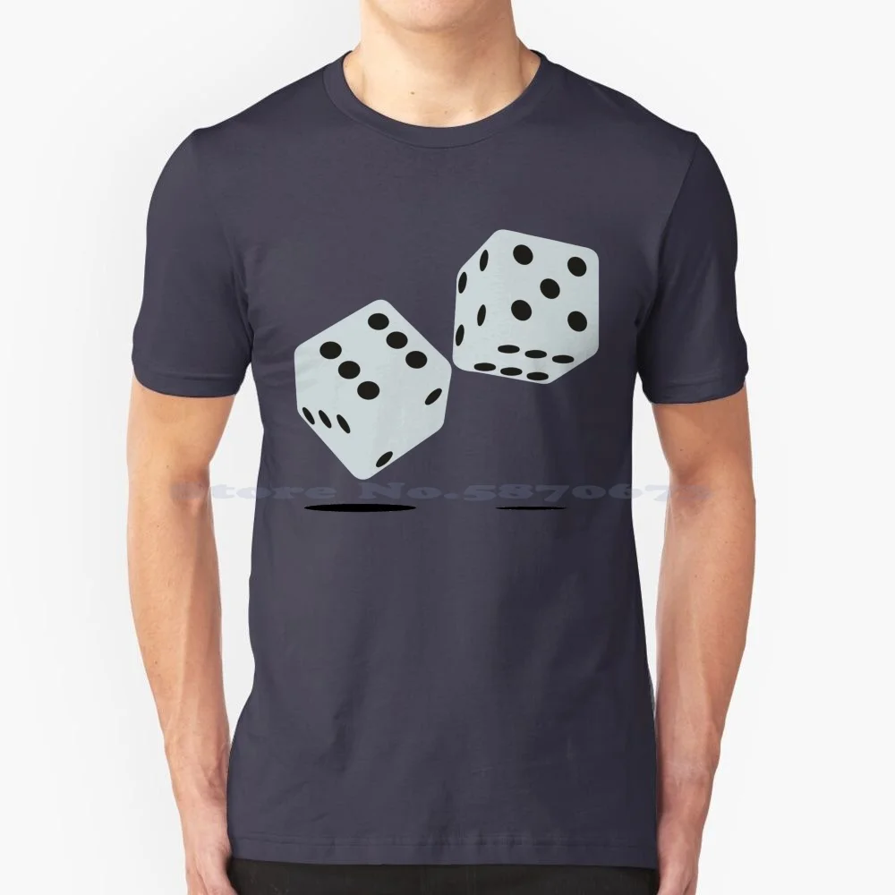 Dice T Shirt 100% Cotton Tee Dice Game Casino Gambling Play Fun Sport Lucky Cube Bet Roll Risk Number Win Lose Dot