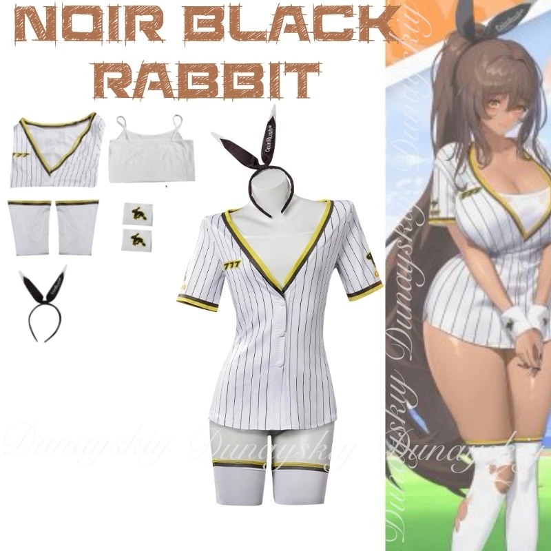 Diosa de la victoria: NIKKE Noir Black Rabbit Baseball Cosplay Tetra Line SSR Attacker subordinado a la unidad 777 conjunto de disfraz de Cosplay