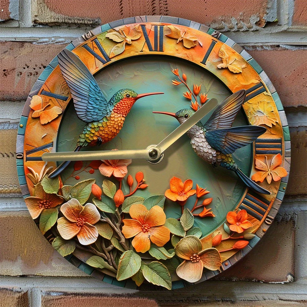 Elegant Silent Wall Clock with Hummingbird Design, Ideal for Bedroom & Mother'S Day Living Room Decoration  ,Modern Design