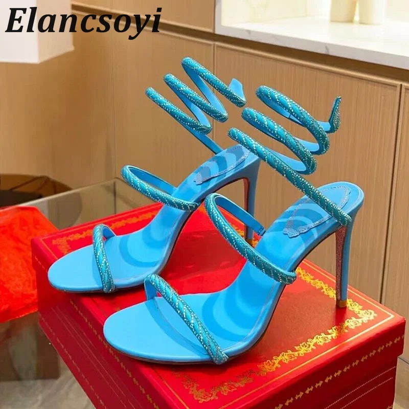 Sandalias de gladiador de cuero genuino con banda elástica para mujer, sandalias de moda de Color sólido con banda estrecha, zapatos sexis para vestido de fiesta 2024