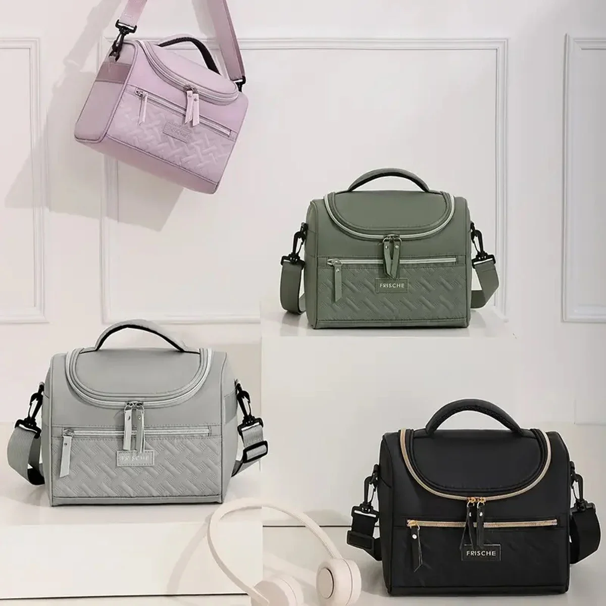 حقيبة غداء محمولة، صندوق حراري للطعام، صندوق غداء مبرد مكتبي متين مقاوم للماء مع حزام كتف، حقيبة نزهة للأزواج للجنسين