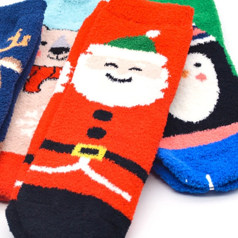 10 paires chaussettes mixtes noël floues, bonneterie chaude d'hiver avec animaux dessin animé