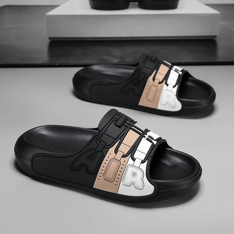 

Men Slippers Soft Sole Clogs Slides Trendy Straight Line Slippers Indoor Home AIR Bathroom Slides Outdoor Sports Beach Slippers