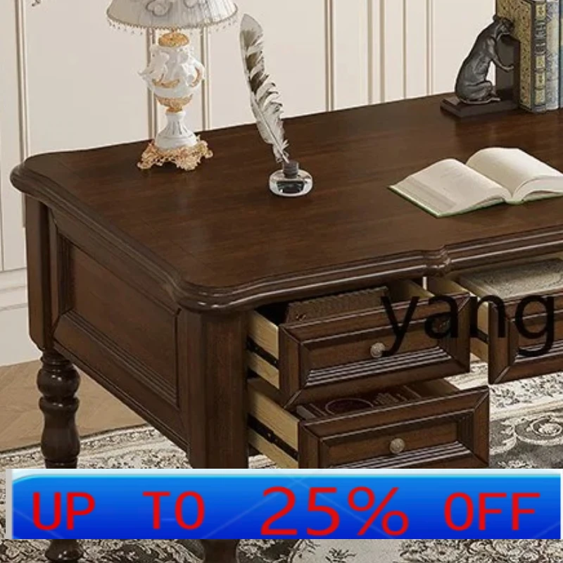 

LH American Retro Solid Wood Desk Large Board Home Country Classic Corner Solid Wood Desk