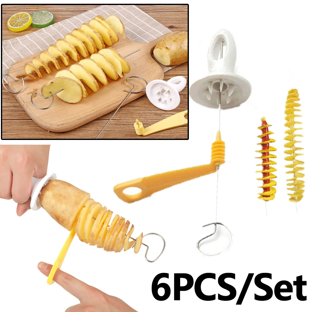 Spiral Potato Cutter Protable Potato BBQ Skewers Twisted Slice Potato Tower Whirlwind Potato Cut Diy Vegetable Tools For Kitchen