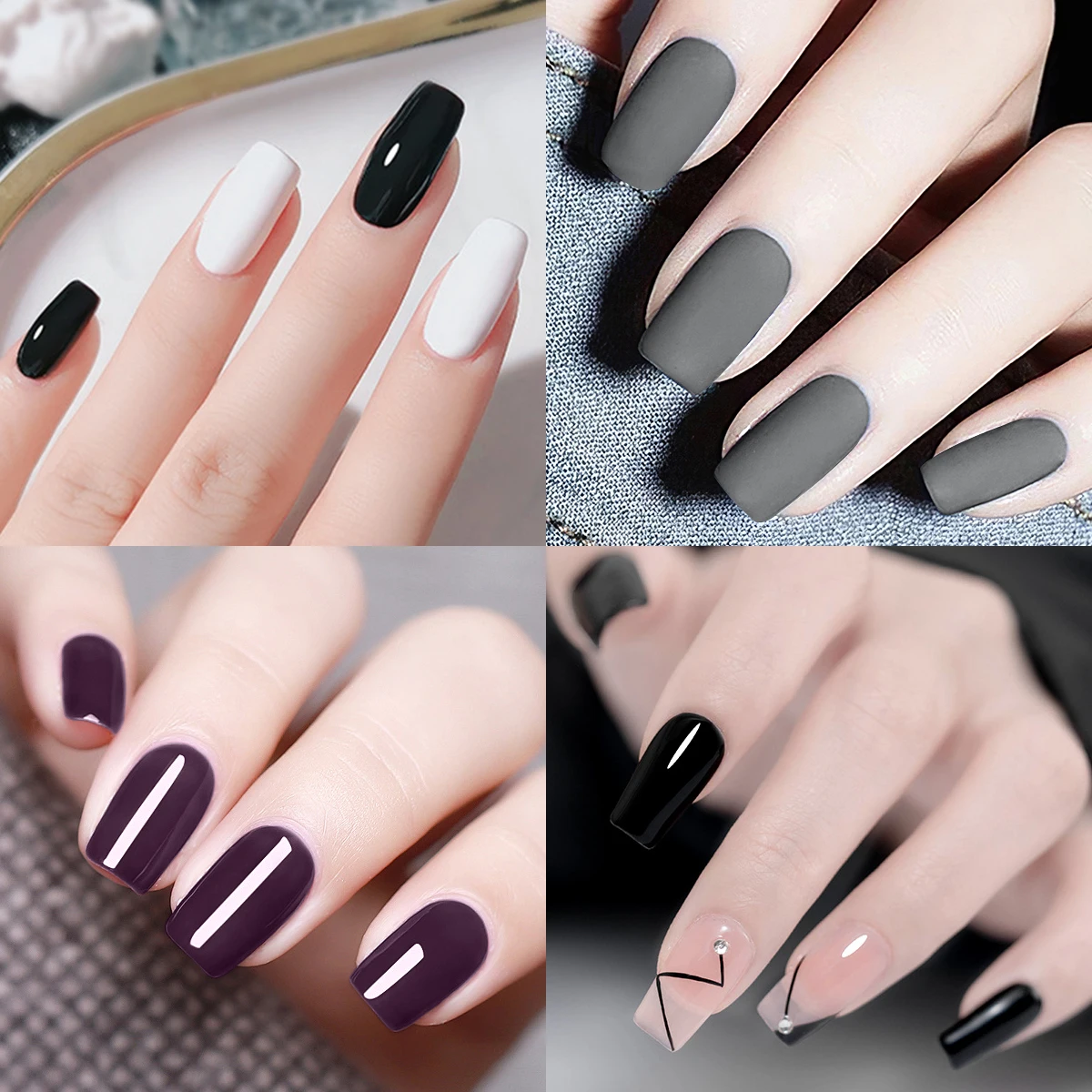 ชุดยาทาเล็บสีทึบใหม่6ชิ้น/เซ็ตยาทาเล็บแวววาวสีม่วงสีนู้ดและสีเขียวสียาทาเล็บเจลทึบ