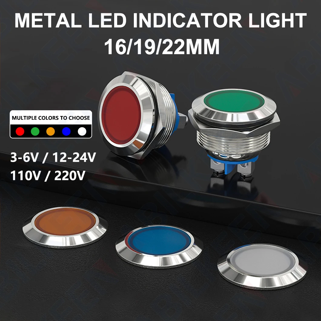 ABILKEEN 10PCS 19MM Metal Indicator Light LED Bulb Illuminated Industrial Signal Pilot Lamp 2Pin Screw Terminal IP65 Waterproof