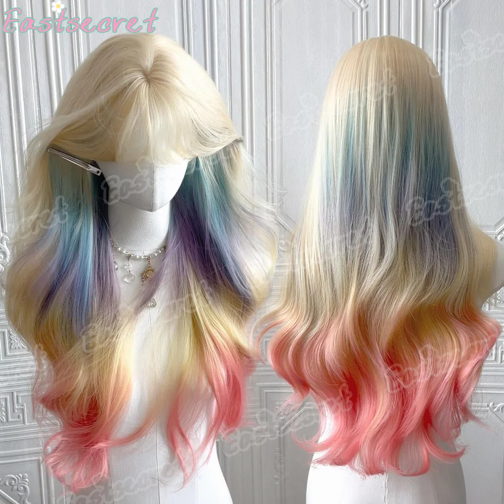 

EAST Lolita Color Gradient Big Wave Long Curled Hair Synthetic Wig for Daily Party Atmosphere Use