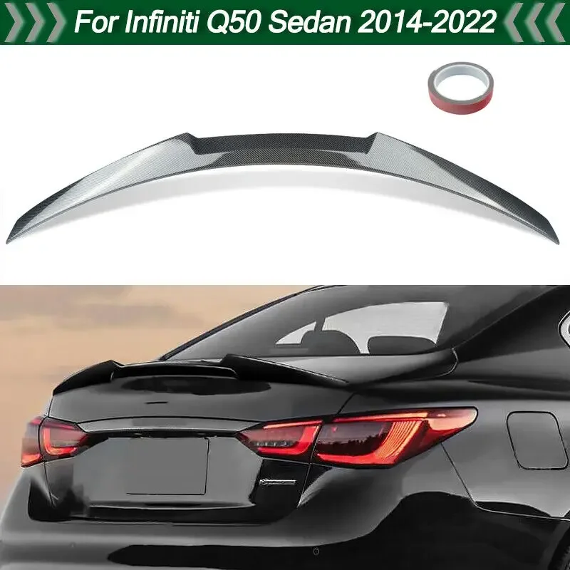 

For 2014-22 Infiniti Q50 Sedan Highkick Duckbill Trunk Spoiler Carbon Fiber Look